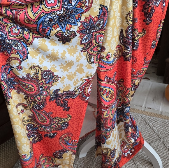 💐 VENUS Womens Multicolor Maxi Dress Size XL V-Neck Front Slit Stretch - Picture 6 of 10